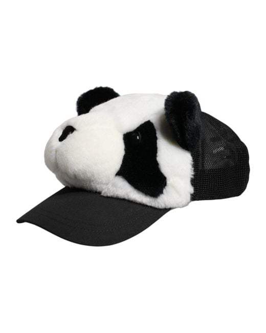 Dolce & Gabbana Black Panda Fur Baseball Cap