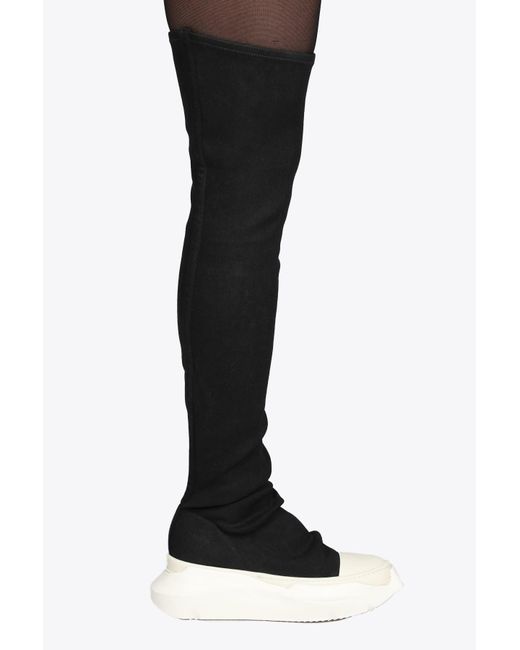 Rick Owens Drkshdw Stivali Denim Abstract Black Stretch Canvas Abstract Thigh High Boots