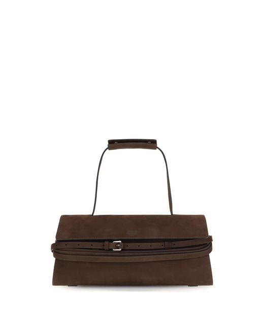 Moschino Brown Tie Me Medium Shoulder Bag Calf Leather Bos Taurus