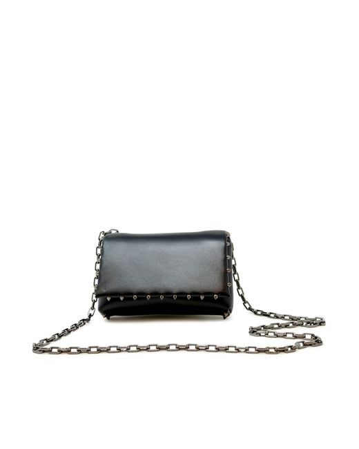 Christian Louboutin Gray Soft Nappa Leather Spiky Pouch Bag