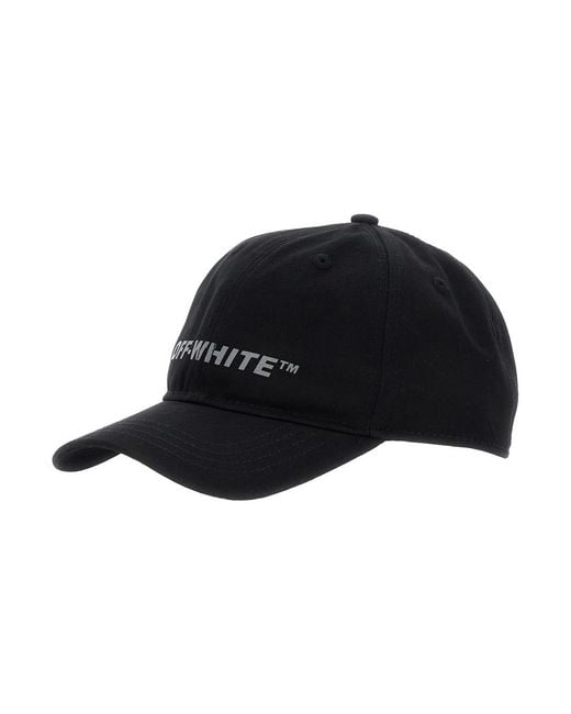 Off-White c/o Virgil Abloh Black Baseball Cap With Logo Lettering Fabric Hat for men