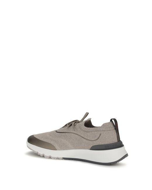 Brunello Cucinelli White Techno Cotton Knit Sneakers Runners Upper: Cotton; Sole: Rubber for men