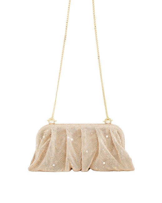 Benedetta Bruzziches Natural Venus La Grande Crystal Rhinestone-Embellished Aluminum Mesh Clutch With Shoulder Strap
