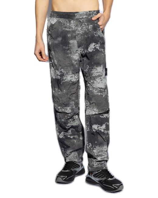 Stone Island Gray Trousers With Camouflage Motif for men