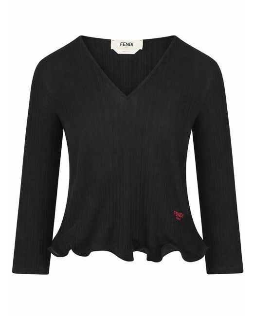 Fendi Black Top Virgin Wool Tops