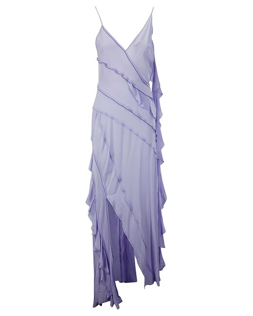 Victoria, Victoria Beckham Purple Asymmetric Bias Frill Dress