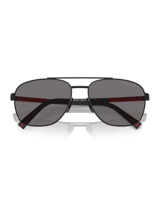 Prada Linea Rossa Gray Ps 54Zs 1Bo02G Nero Opaco Polarized Sunglasses for men