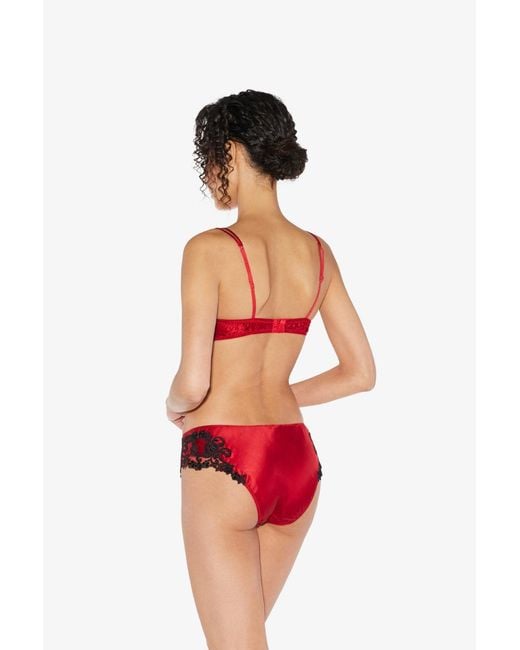 La Perla Red Silk Triangle Bra With Frastaglio Plm005158, Clothing