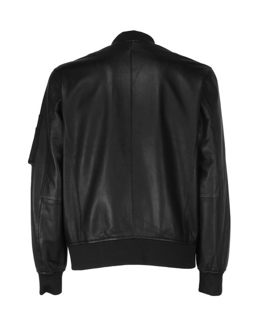 Dondup Black Leather Jacket With Zip for men