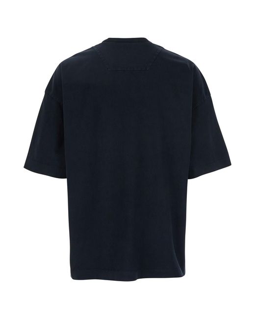 Juun.J Blue T-Shirt With Logo Embroidered On The Front And Print Back for men