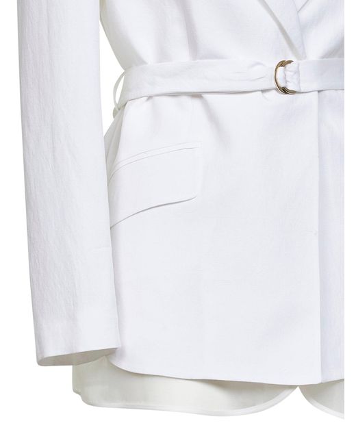 Blanca Vita White Viscose And Linen Goody Belted Blazer