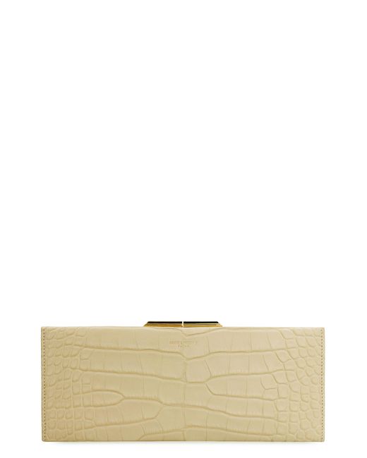 Saint Laurent White Midnight Leather Crocodile Clutch