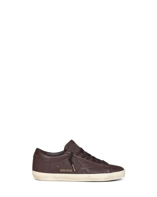 Golden Goose Deluxe Brand Brown Dark Grained Leather Super-Star Sneakers for men