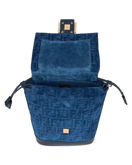Fendi Blue Backpack Velvet Cotton Backpacks