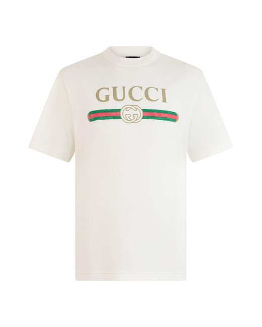 Gucci White T-Shirt Cotton And Silk Jersey With Graphic Print T-Shirts & Jerseys