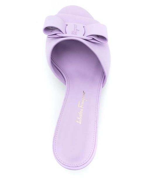 Ferragamo Purple Ferragamo Bow Detail Slip-On Sandals