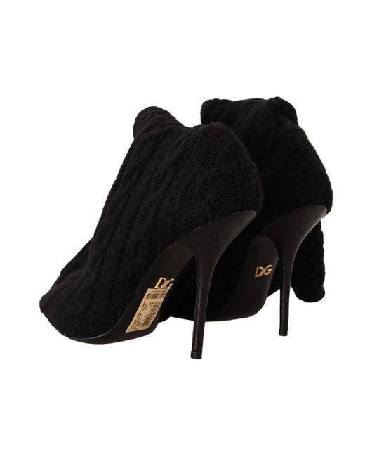 Dolce & Gabbana Black Stretch Socks Knee High Booties Shoes Fabric
