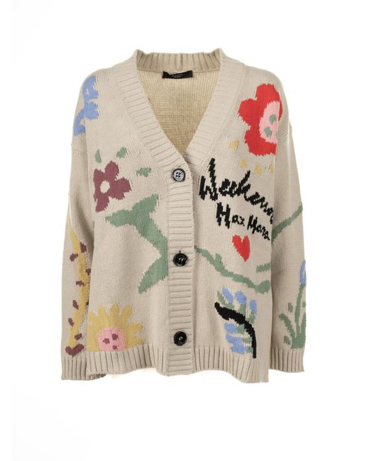 Weekend by Maxmara White Patterned Cotton Cardigan