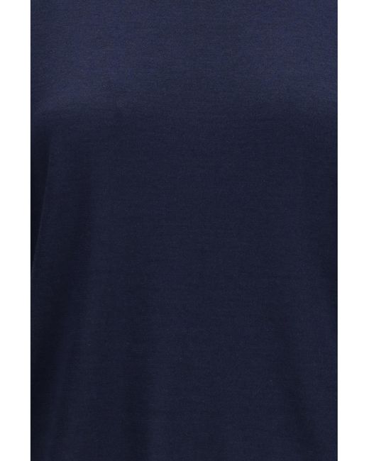 Brunello Cucinelli Blue Short-Sleeve Cashmere And Silk Sweater Kashmir/Capra Hircus