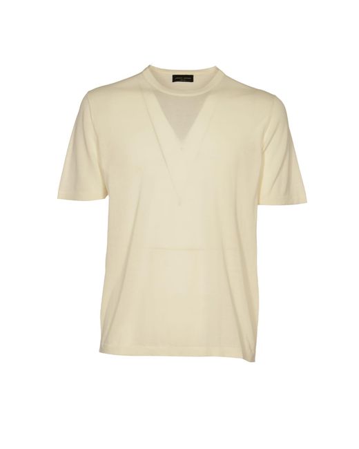Roberto Collina Natural Round Neck Slim Plain T-Shirt for men
