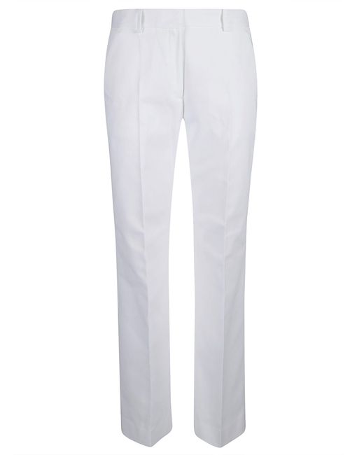 Calvin Klein White Cotton Twill Relax Bootcut Trousers