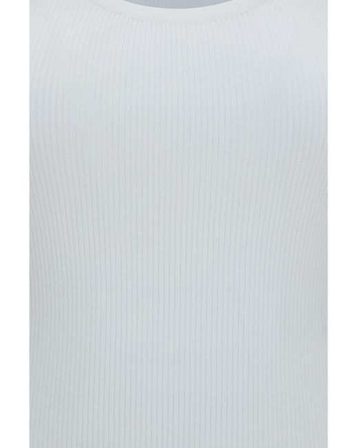 Max Mara White Ribbed Jersey Tank Top Viscose; Polyester
