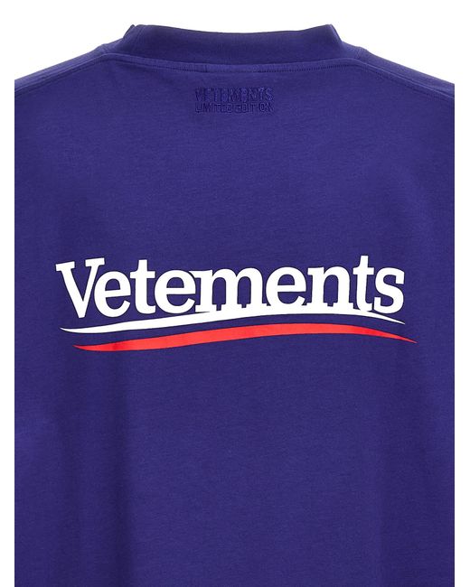 Vetements Blue Logo Cotton T-Shirt