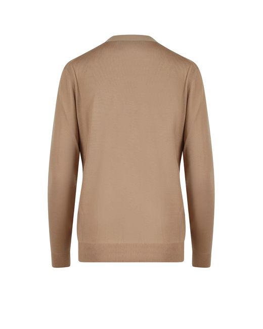 Gucci Natural V-neck Wool Closure With Buttons Knitwear