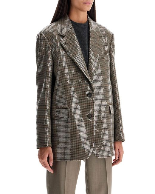 Golden Goose Deluxe Brand Brown Houndstooth Sequin Wool Blazer for men