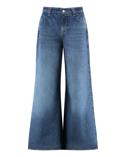 7 For All Mankind Blue Wide-Leg Jeans Willow Denim Cotton