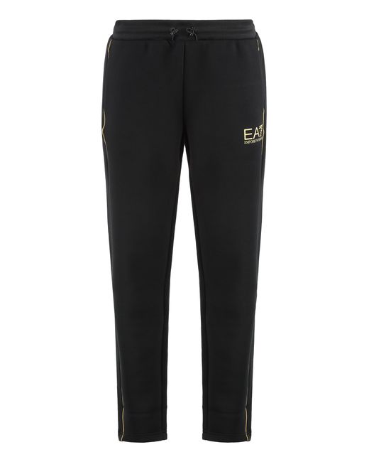 EA7 Black Track Pants Polyester for men