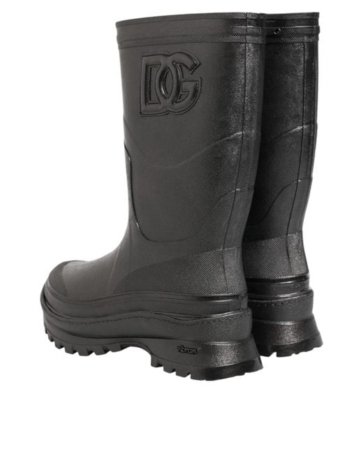 Dolce & Gabbana Black Waterproof Rain Boots for men