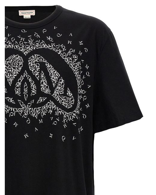 Alexander McQueen Black Exploded Charm Cotton T-shirt for men