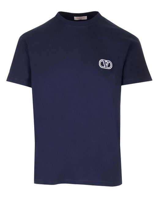 Valentino Blue V Logo T-Shirt for men