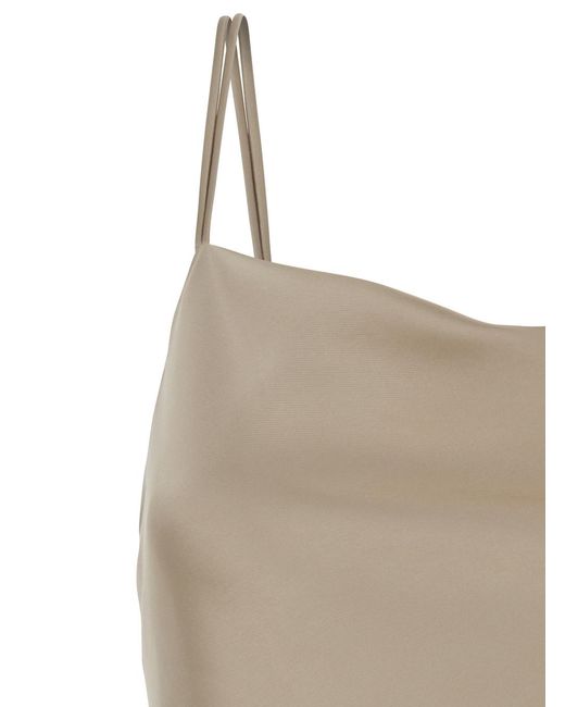 Le Plain Natural Dress Long With Thin Straps And Pendants On The Back