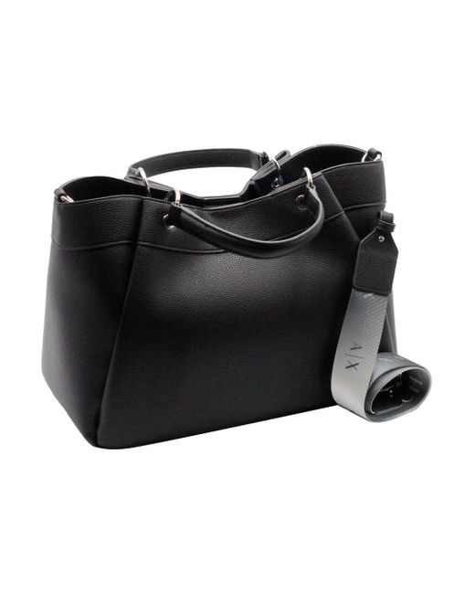 Armani Black Handbag And Shoulder Bag Made Of Soft Faux Leather With Closure Button And Front Logo. Internal Pockets.