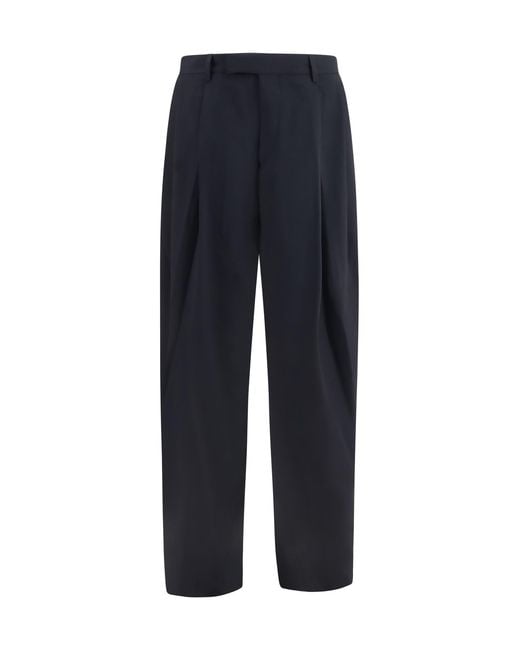 Giorgio Armani Blue Pants Virgin Wool Tailoring Fleece Ovis Aries for men