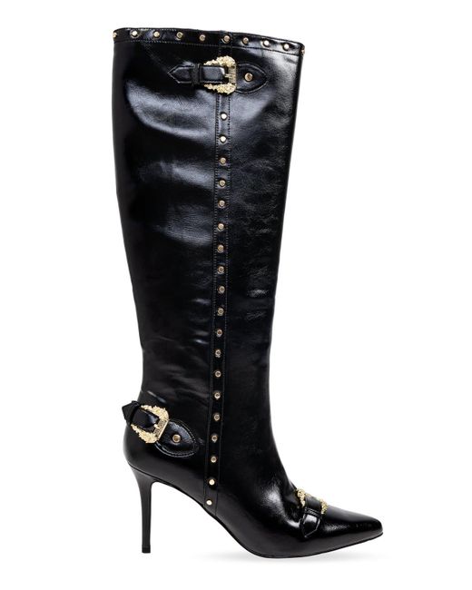 Versace Jeans Couture Black Scarlett Knee-High Leather Boots