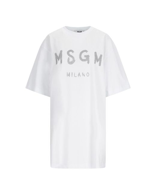 MSGM White Logo Dress