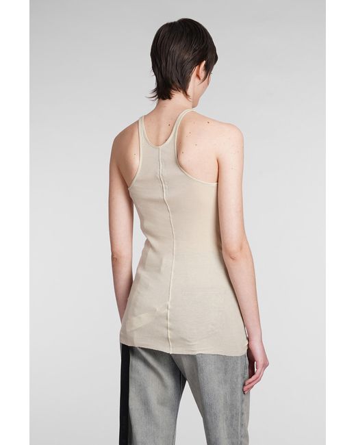 Rick Owens Natural Racer Back Tank Topwear In Beige Cotton