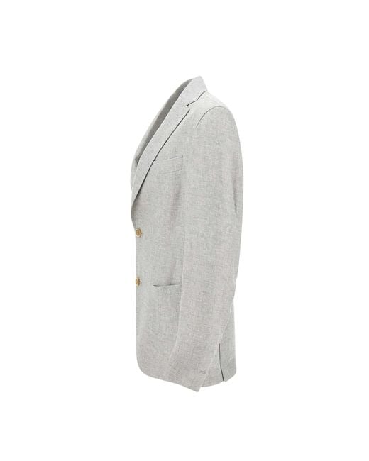 Eleventy Gray Linen, Wool And Silk Blazer for men