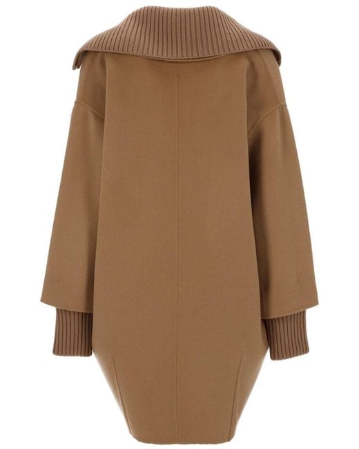 P.A.R.O.S.H. Brown Wool Coat Trench & Raincoats