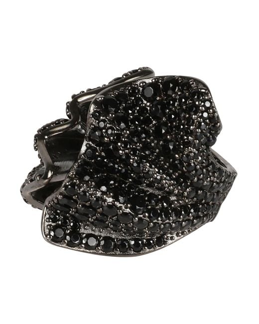Ferragamo Black An Drape Embellished Ring