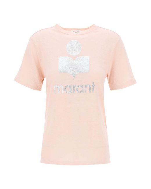 Isabel Marant Pink Isabel Marant Etoile Zewel T-shirt With Metallic Logo Print