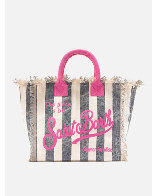 Mc2 Saint Barth Pink Regular Vanity Canvas Bag With Vertical Stripes for men