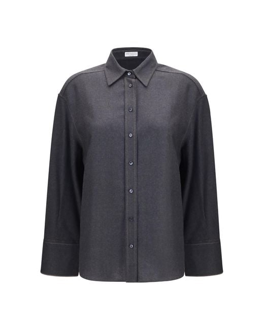 Brunello Cucinelli Gray Shirt Virgin Wool
