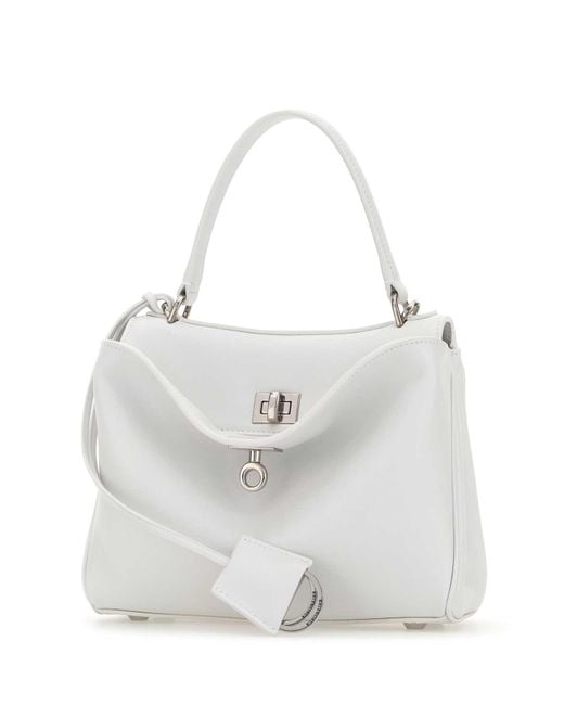Balenciaga White Leather Mini Rodeo Handbag