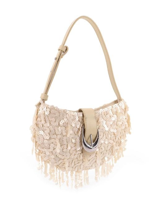 Staud White Alana Bag Shoulder Bag With All-Over Sequins