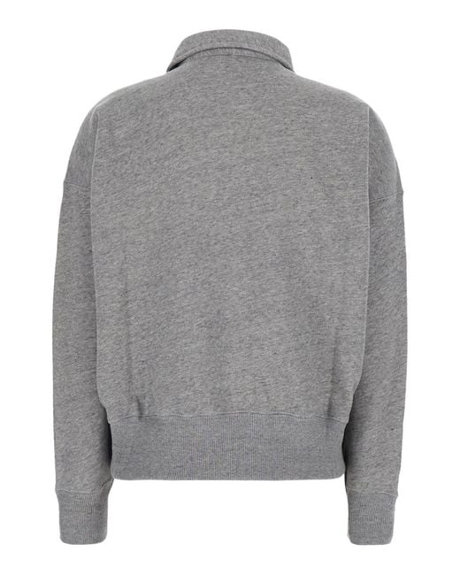 Polo Ralph Lauren Gray Polo-Collar Sweatshirt Cotton Blend Sweatshirts