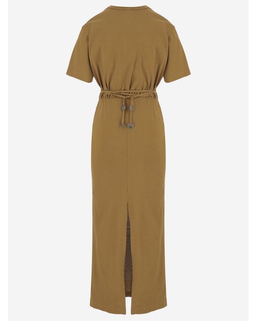 Pinko Natural Cotton Dress With Cut-Out Detail